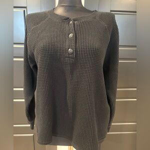Old Navy Black Waffle Knit Button-Up Sweatshirt/Shirt